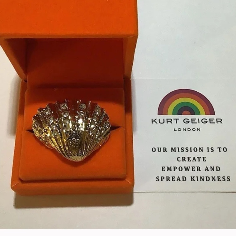 Kurt Geiger London Pave Shell Crystal Eagle’s Head Cocktail Ring New